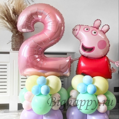Набор из шариков ко дню рождения ребёнка со Свинкой Пеппа фото