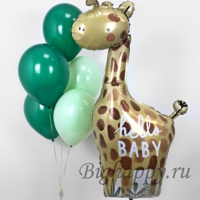 Композиция из шаров с жирафом для малышей фото